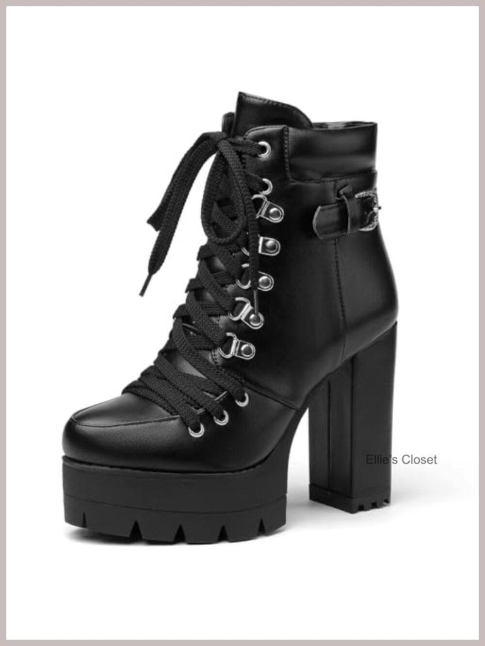 Women's Platform Ankle Booties Chunky Block Heel Lace Up Round Toe